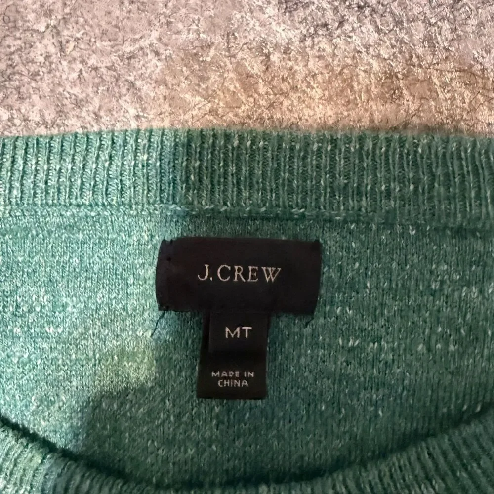 Jcrew Mens Sweater Size MT Green Knit Long Sleeve Crew Neck Pullover